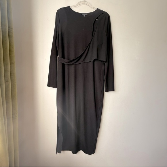 Eloquii Black Wrap Cut Out Front Long Sleeve Maxi Dress 18/20 - Picture 1 of 7